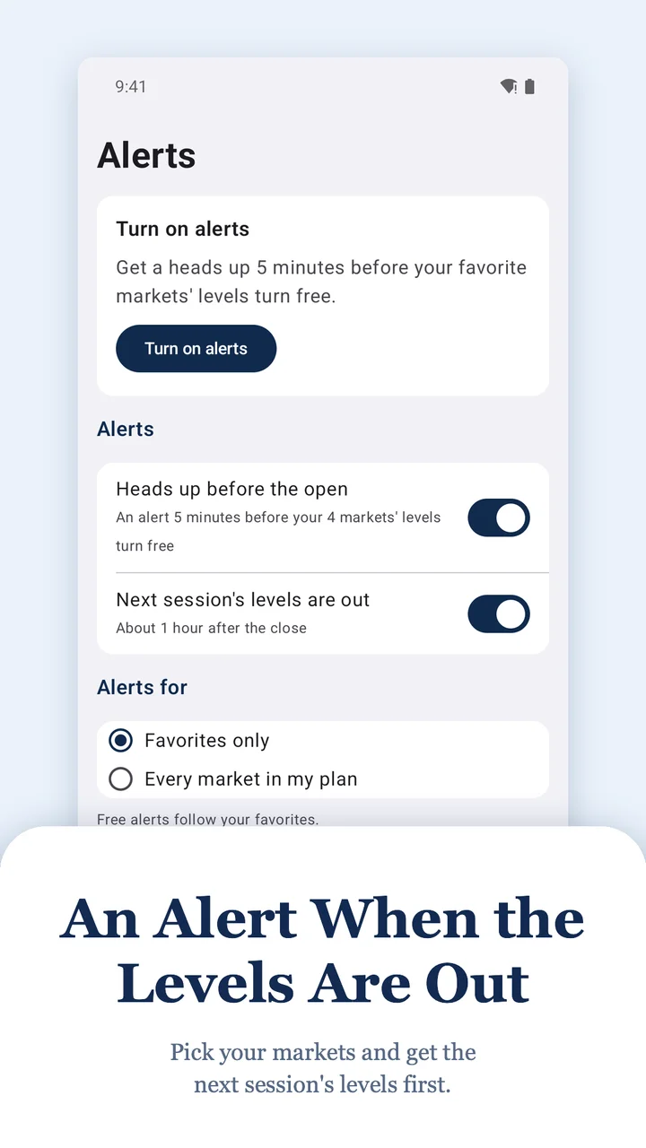An alert when the levels are out